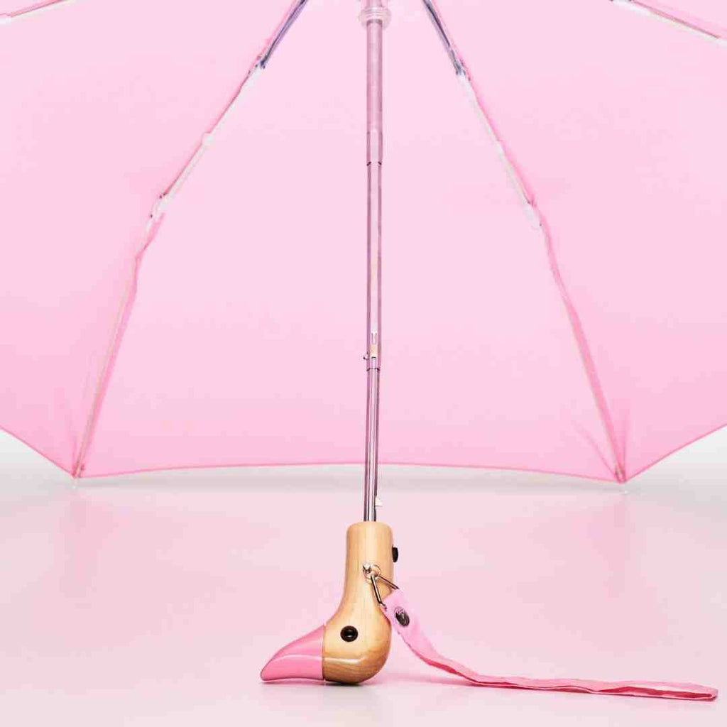 Bonherre mağazasından Original Duckhead Pembe, el yapımı huş ağacı saplı lüks kompakt şemsiye.
