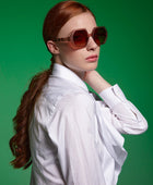 Okkia Emma Big Hexagonal Güneş Gözlüğü Havana Pembesi