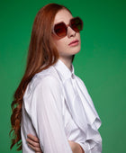 Okkia Emma Big Hexagonal Güneş Gözlüğü Havana Pembesi