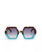 Okkia Emma Big Hexagonal Unisex Güneş Gözlüğü Havana Mavisi