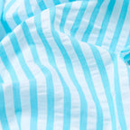 Turkuaz Çizgili Seersucker El Yapımı Gömlek
