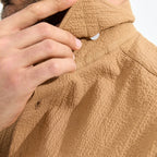 Açık Kahverengi Seersucker El Yapımı Pamuklu Gömlek