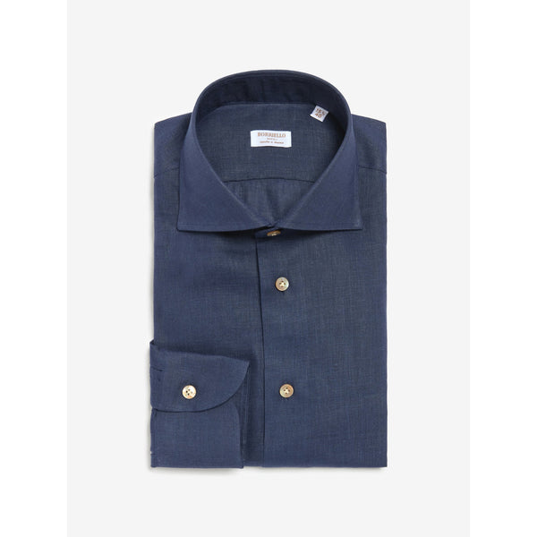 Lacivert El Yapımı Keten Gömlek