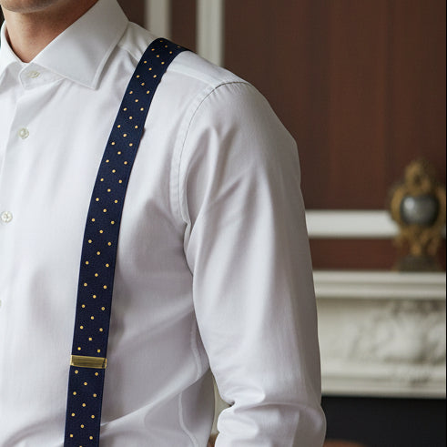 Lacivert Turuncu Puantiyeli Pantolon Askısı