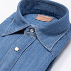 Orta Mavi Selvedge Denim Western El Yapımı Gömlek