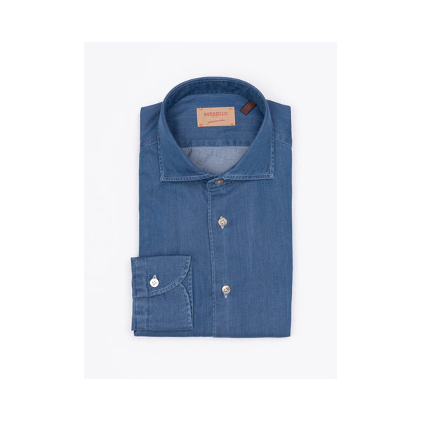 Orta Mavi Denim El Yapımı Gömlek