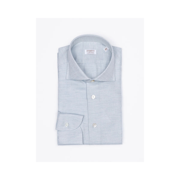 Açık Mavi Balıksırtı El Yapımı Organik Pamuk Gömlek