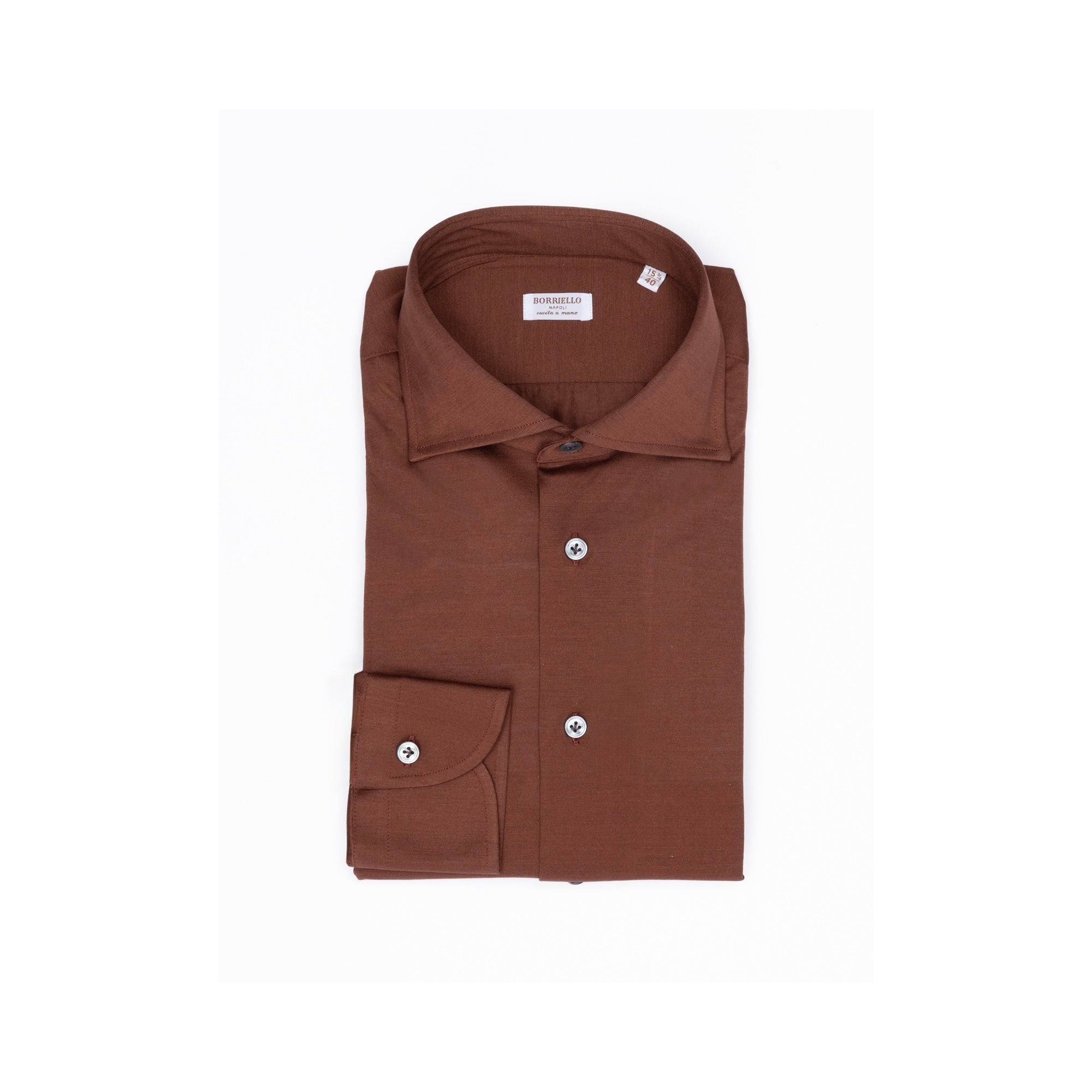 Kahverengi Jersey Cotton El Yapımı Gömlek