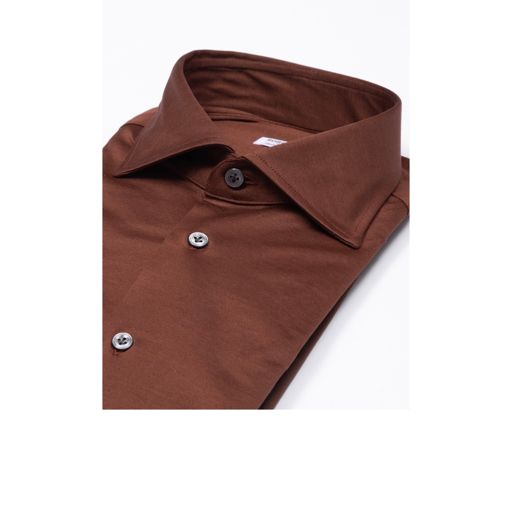 Kahverengi Jersey Cotton El Yapımı Gömlek