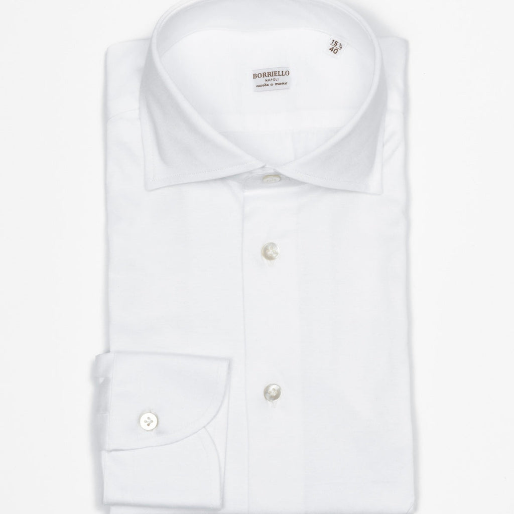 Beyaz Jersey Cotton El Yapımı Gömlek