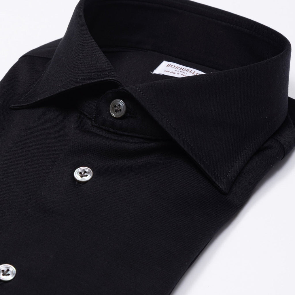 Siyah Jersey Cotton El Yapımı Gömlek