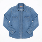 Orta Mavi Selvedge Denim Western El Yapımı Gömlek