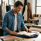 Orta Mavi Selvedge Denim Western El Yapımı Gömlek