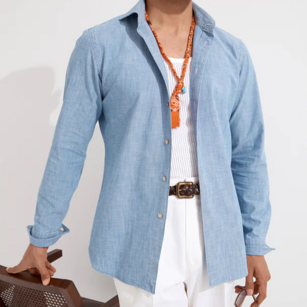 Chambray Denim Gömlek - Açık Mavi