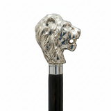 Bonherre mağazasından Pasotti Silver Lion, gümüş kaplama aslan başlı lüks İtalyan el yapımı baston.