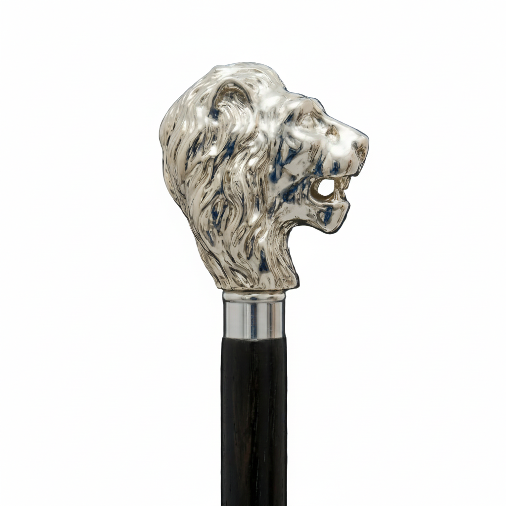 Bonherre mağazasından Pasotti Silver Lion, gümüş kaplama aslan başlı lüks İtalyan el yapımı baston.