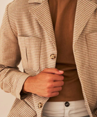 John's Ceket Bej Pied de Poule