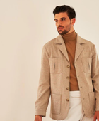 John's Ceket Bej Pied de Poule