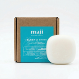 Bonherre mağazasından Maji Botanicals Sleek & Shiny, plastik atıksız ve doğal içerikli yerli üretim katı saç kremi barı.