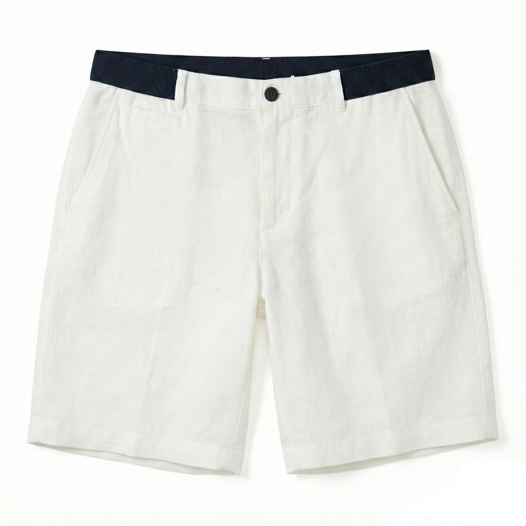 Keten Bermuda - Beyaz