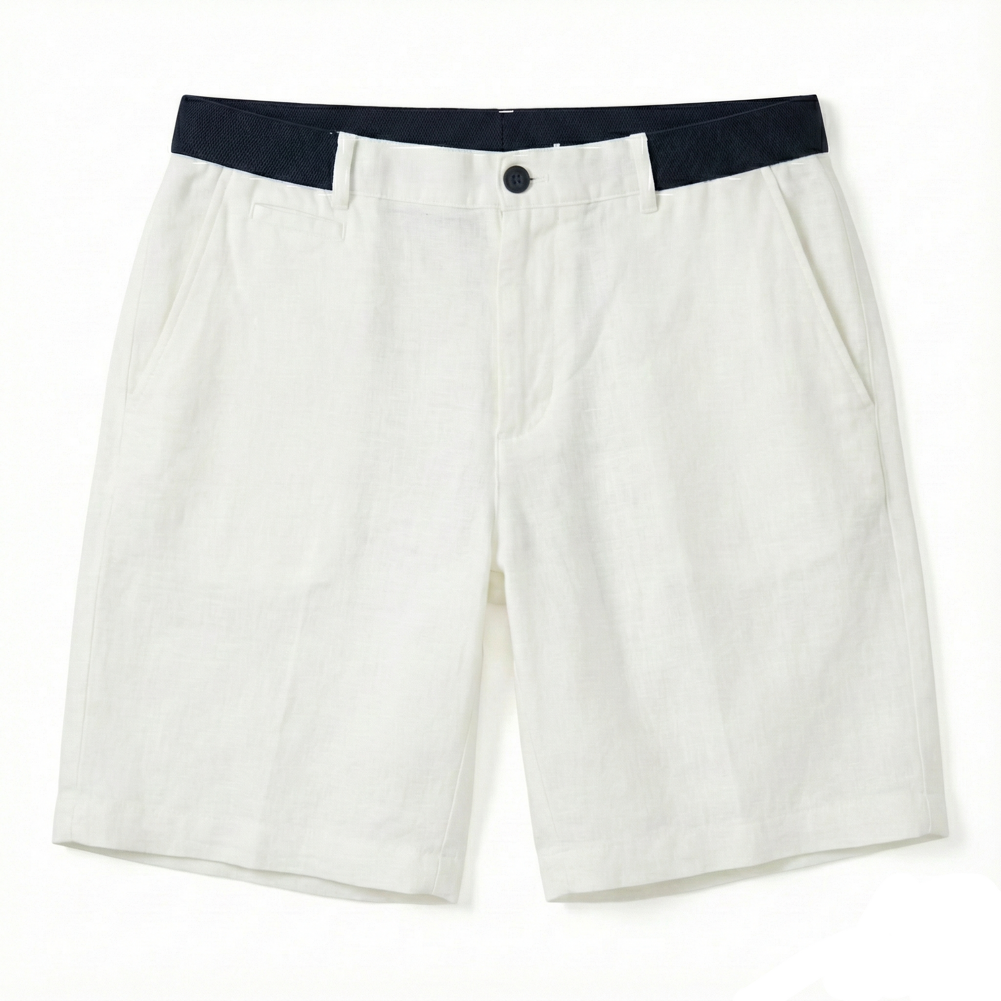 Keten Bermuda - Beyaz