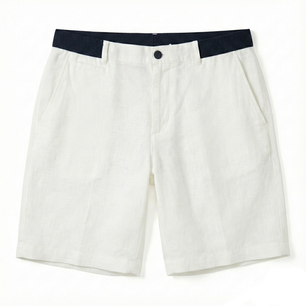 Keten Bermuda - Beyaz