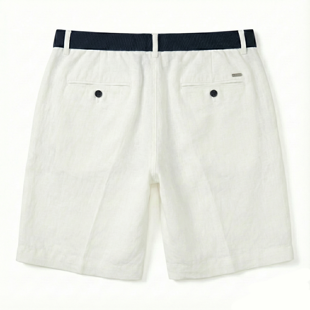 Keten Bermuda - Beyaz
