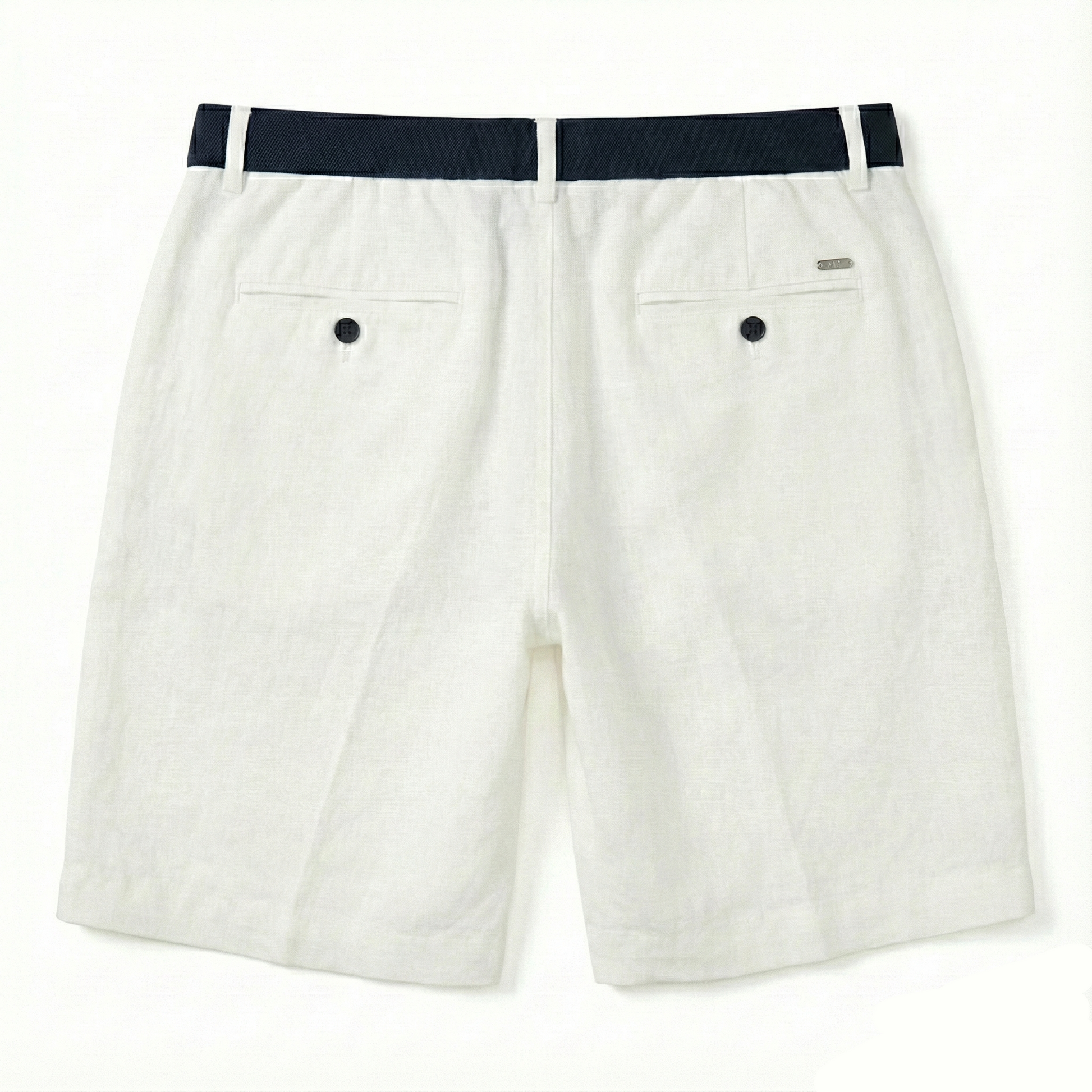 Keten Bermuda - Beyaz