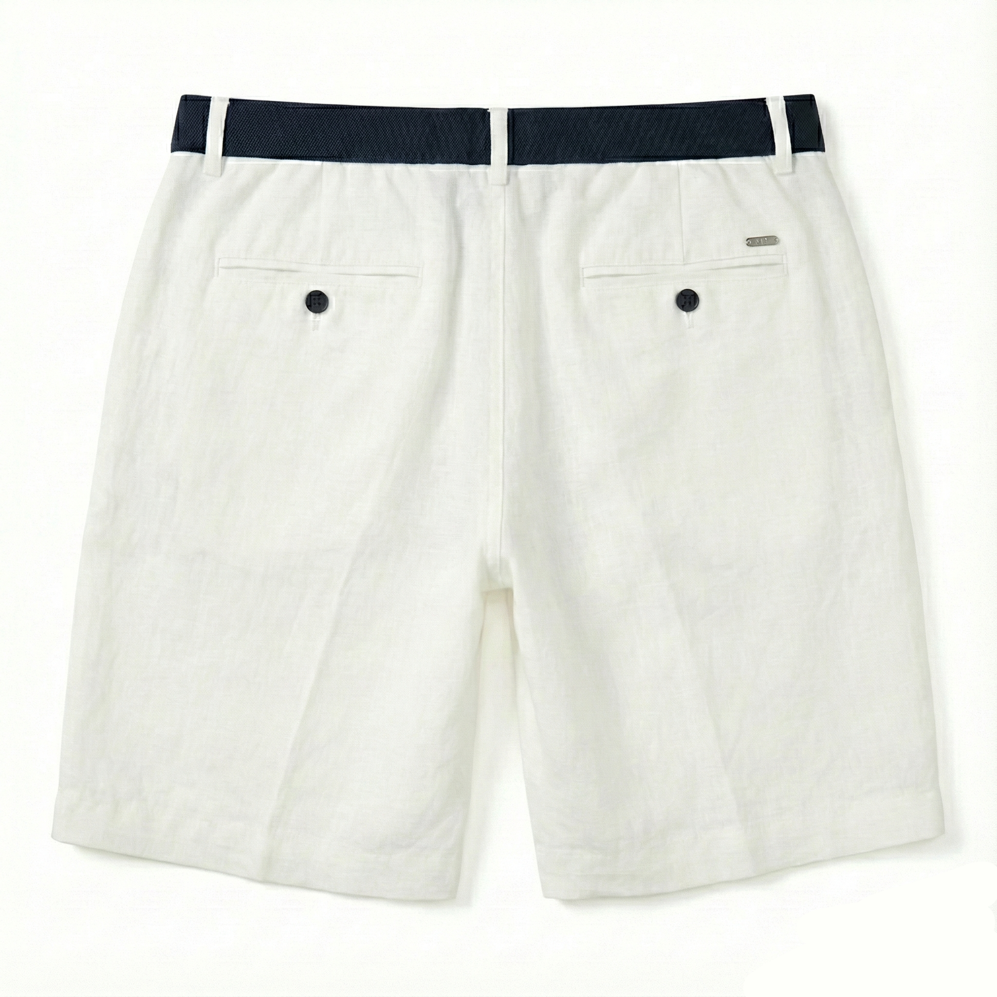 Keten Bermuda - Beyaz