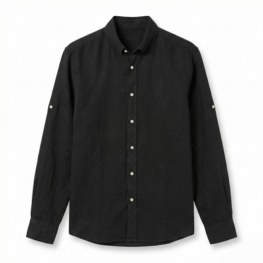 Keten Gömlek - Siyah
