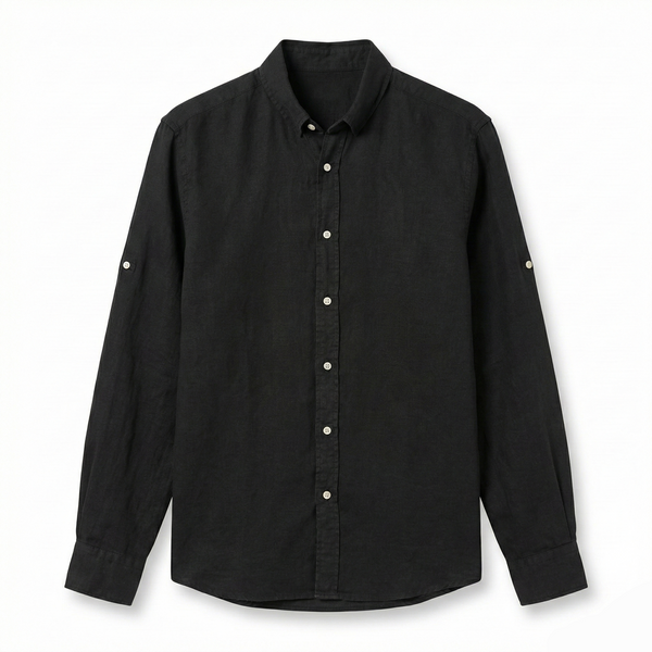 Keten Gömlek - Siyah