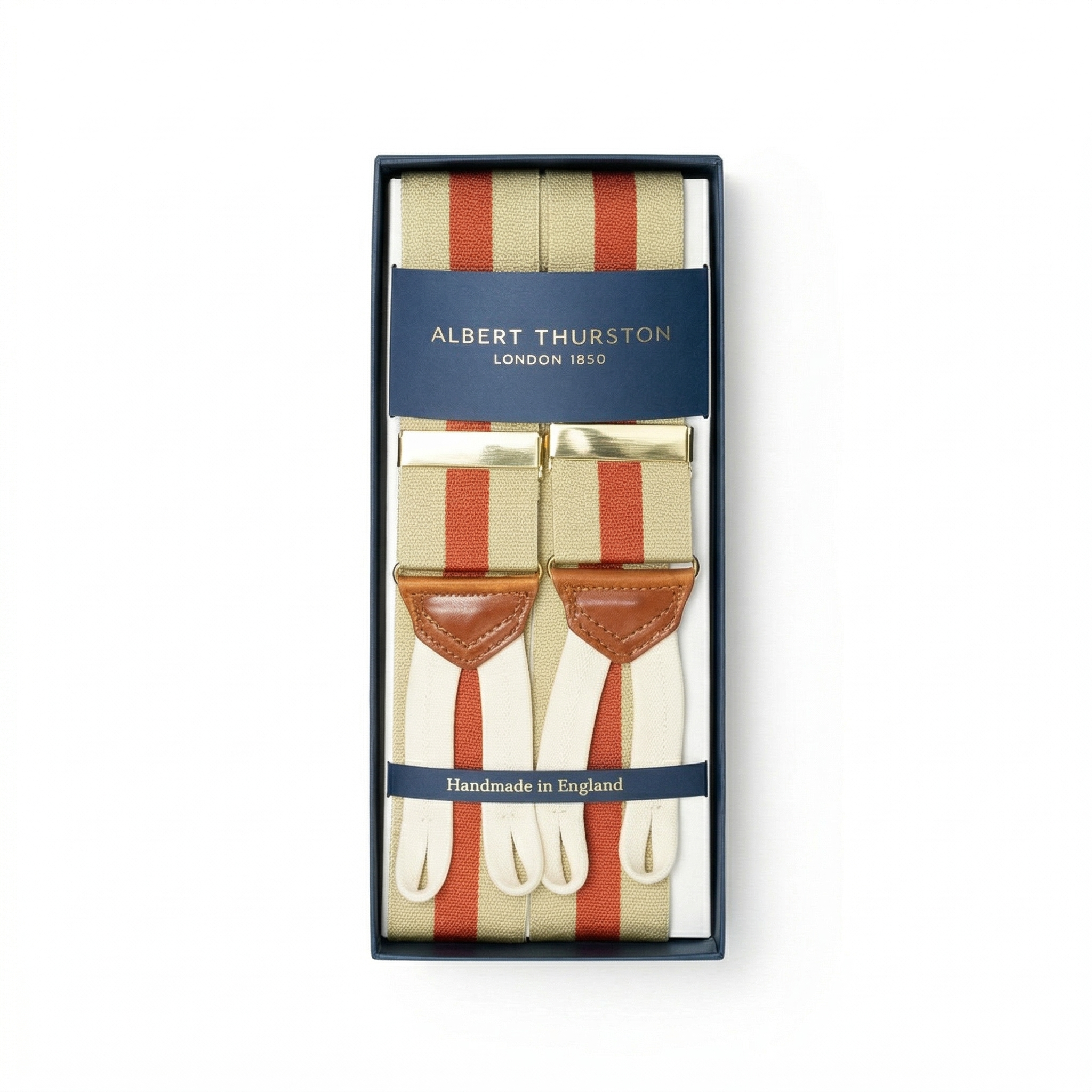 Krem ve Turuncu Şeritli Pantolon Askısı