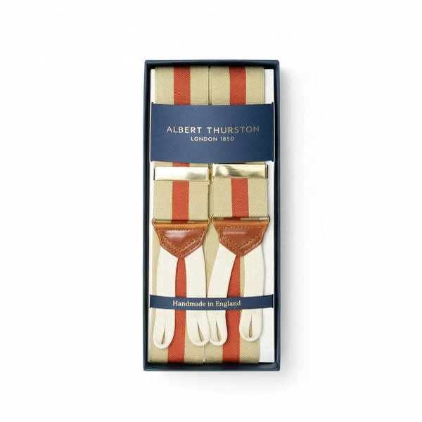 Krem ve Turuncu Şeritli Pantolon Askısı