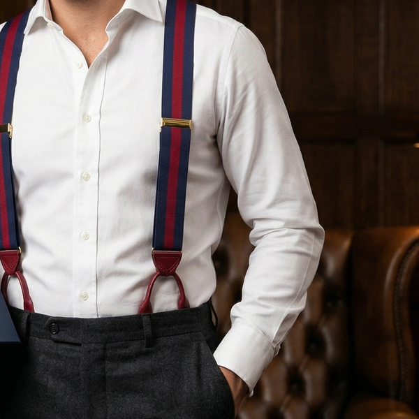 Lacivert Bordo Şeritli Pantolon Askısı