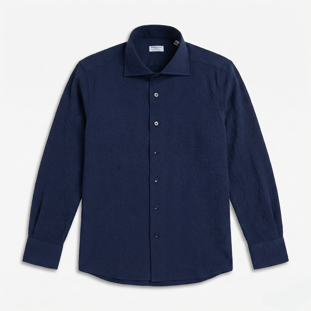 Lacivert Gömlek - Gofre Dokuma