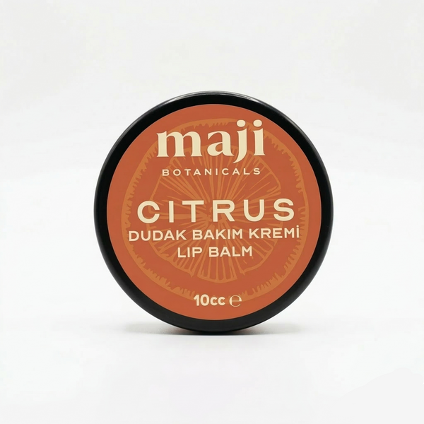 Bonherre mağazasından Maji Botanicals Citrus Lip Balm, doğal bitkisel pigmentli ve portakal kokulu yerli üretim dudak nemlendirici.