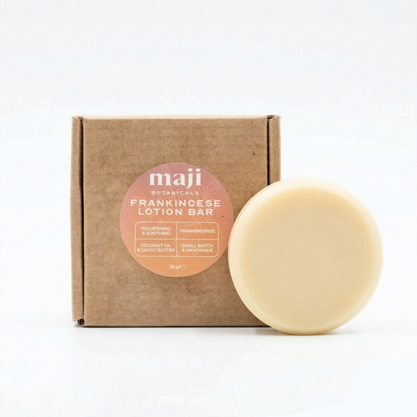 Bonherre mağazasından Maji Botanicals Frankincense (Akgünlük) losyon bar, yaşlanma karşıtı ve yerli üretim katı vücut nemlendiricisi.