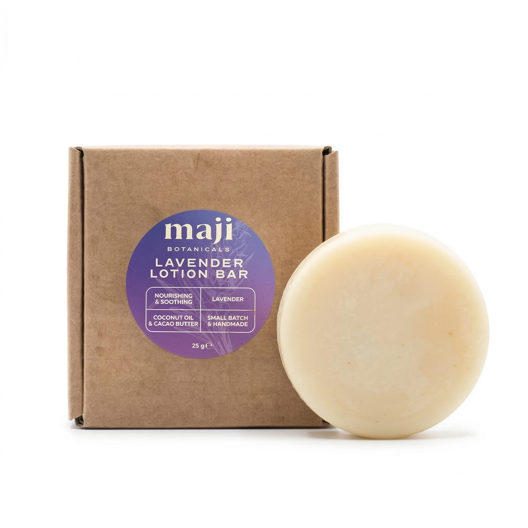 Bonherre mağazasından Maji Botanicals lavanta losyon bar, katı formda yoğun nemlendirici ve yerli üretim vücut bakım ürünü.