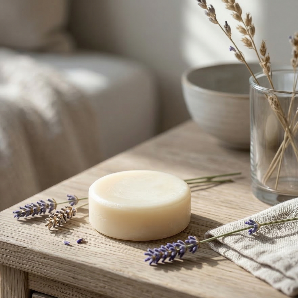 Bonherre mağazasından Maji Botanicals lavanta losyon bar, katı formda yoğun nemlendirici ve yerli üretim vücut bakım ürünü.