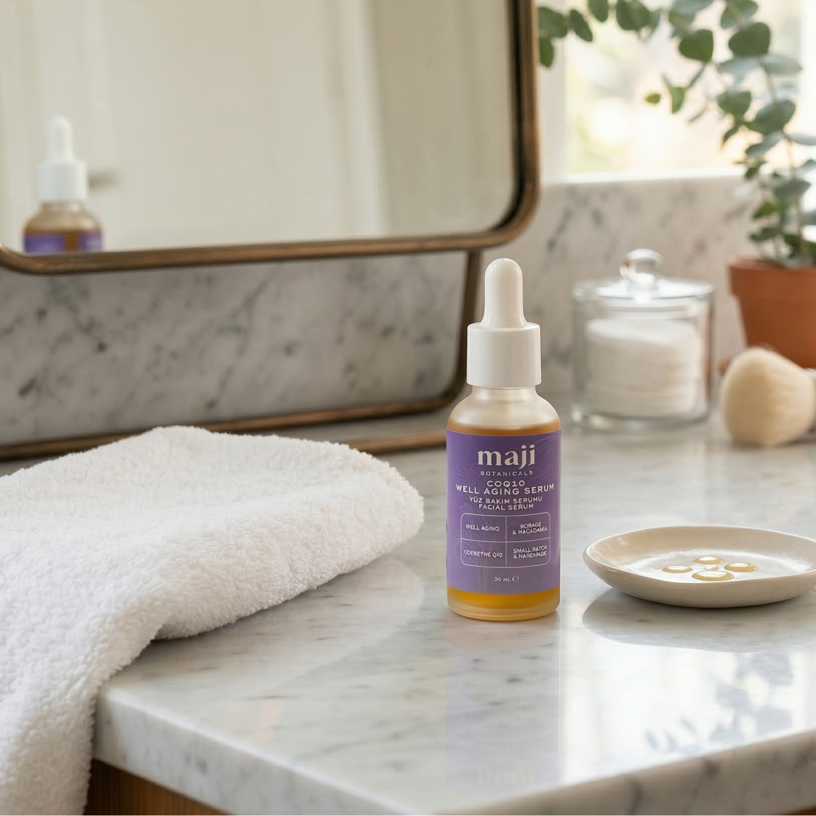 Bonherre mağazasından Maji Botanicals CoQ10 Well-aging yüz serumu, omega asitleri içeren yerli üretim vegan bakım.