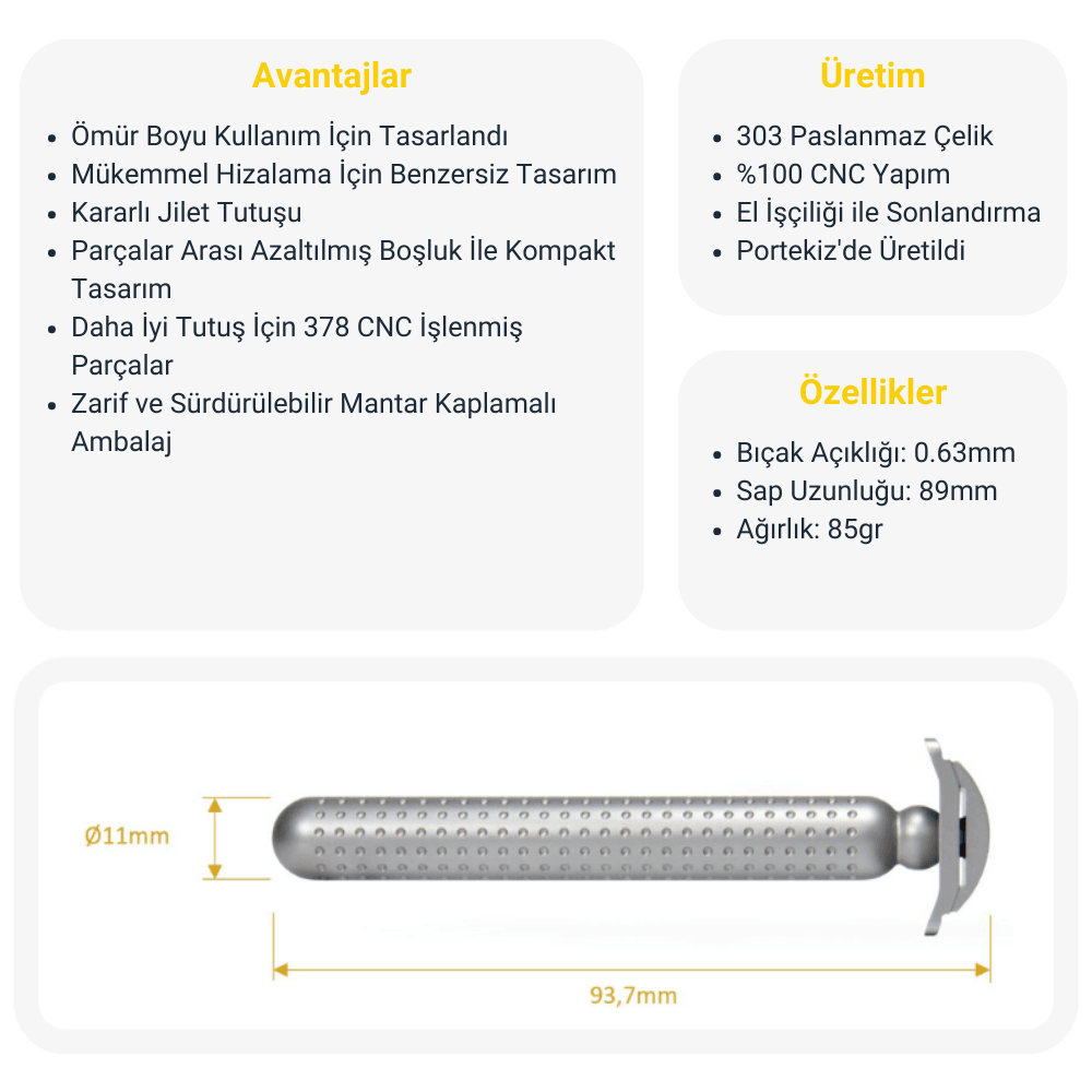 Klasik Tıraş Makinesi - Masamune Paslanmaz Çelik - Bonherre