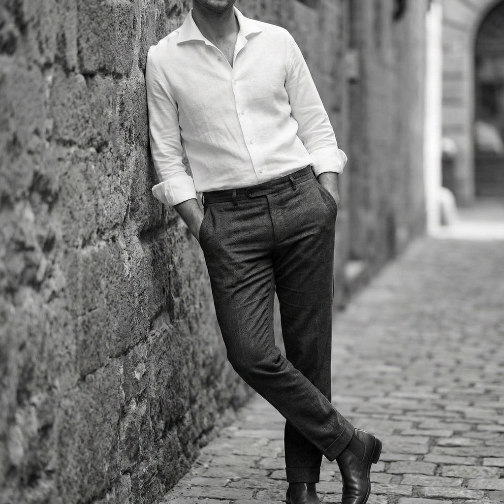 Massimo Beyaz Keten Gömlek