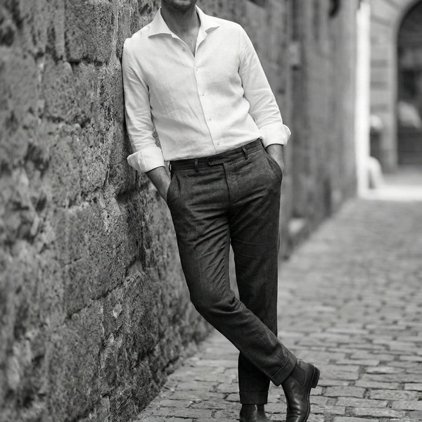 Massimo Beyaz Keten Gömlek