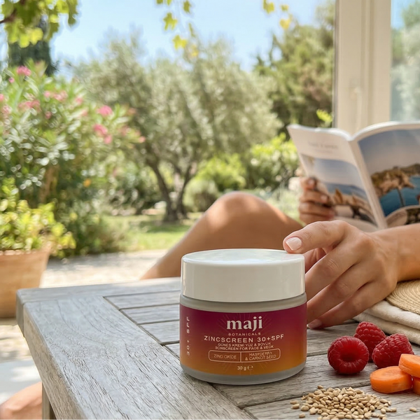 Bonherre mağazasından Maji Botanicals Zincscreen, mineral filtreli ve doğal içerikli 30+ SPF yerli üretim güneş kremi.