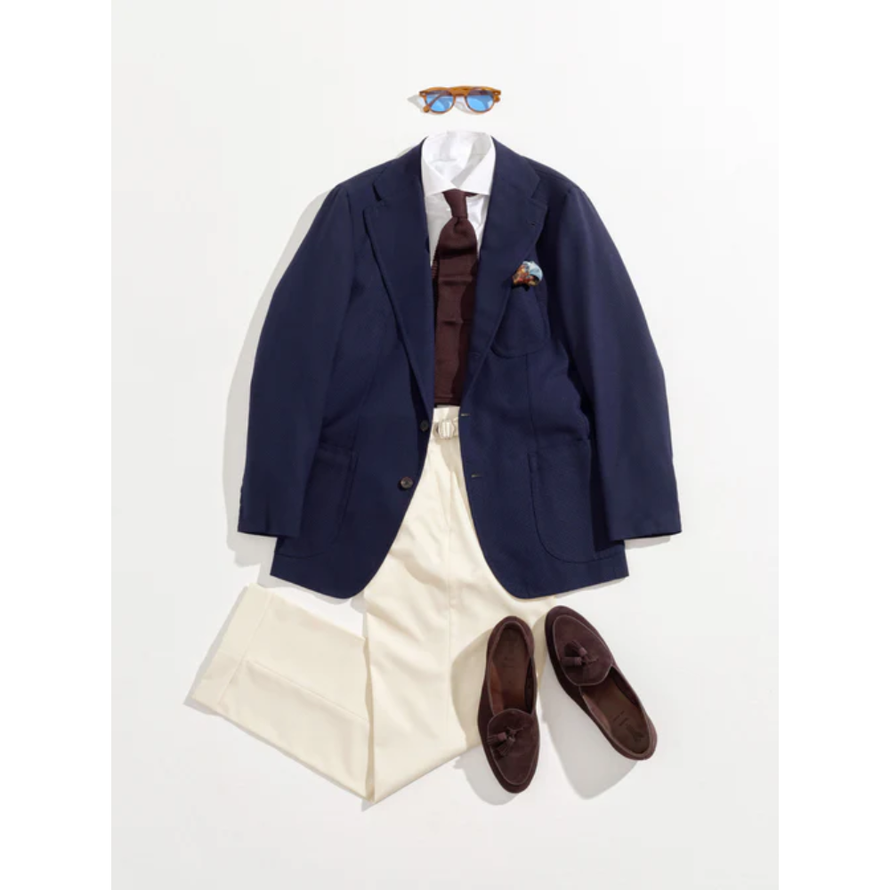 Orazio Luciano X Enis Inci - Koyu Lacivert Smith Wolens Saf Yün Hopsack Ceket