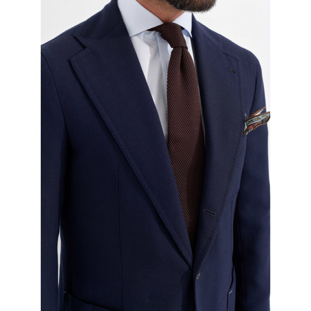 Orazio Luciano X Enis Inci - Koyu Lacivert Smith Wolens Saf Yün Hopsack Ceket