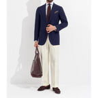 Orazio Luciano X Enis Inci - Koyu Lacivert Smith Wolens Saf Yün Hopsack Ceket