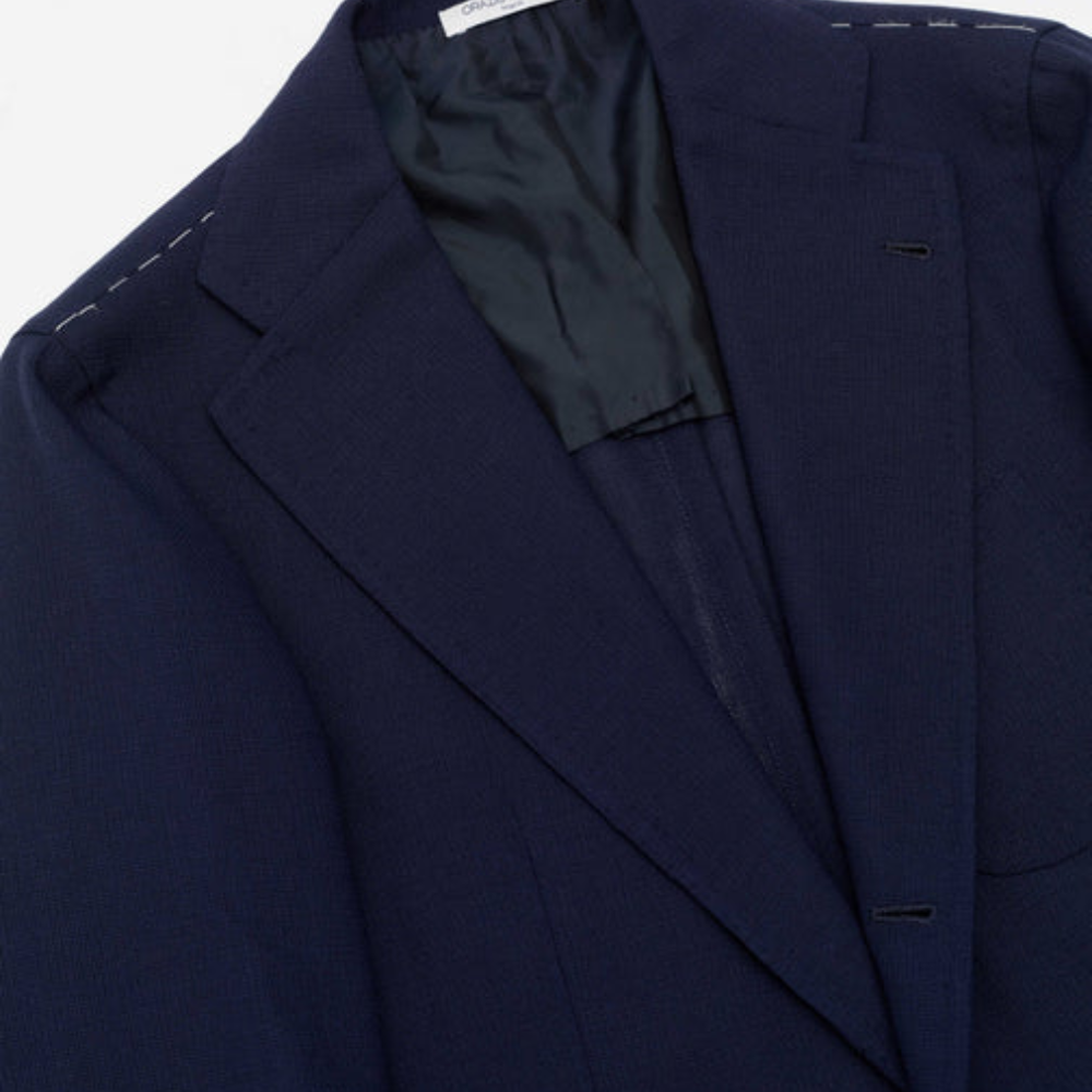 Orazio Luciano X Enis Inci - Koyu Lacivert Smith Wolens Saf Yün Hopsack Ceket