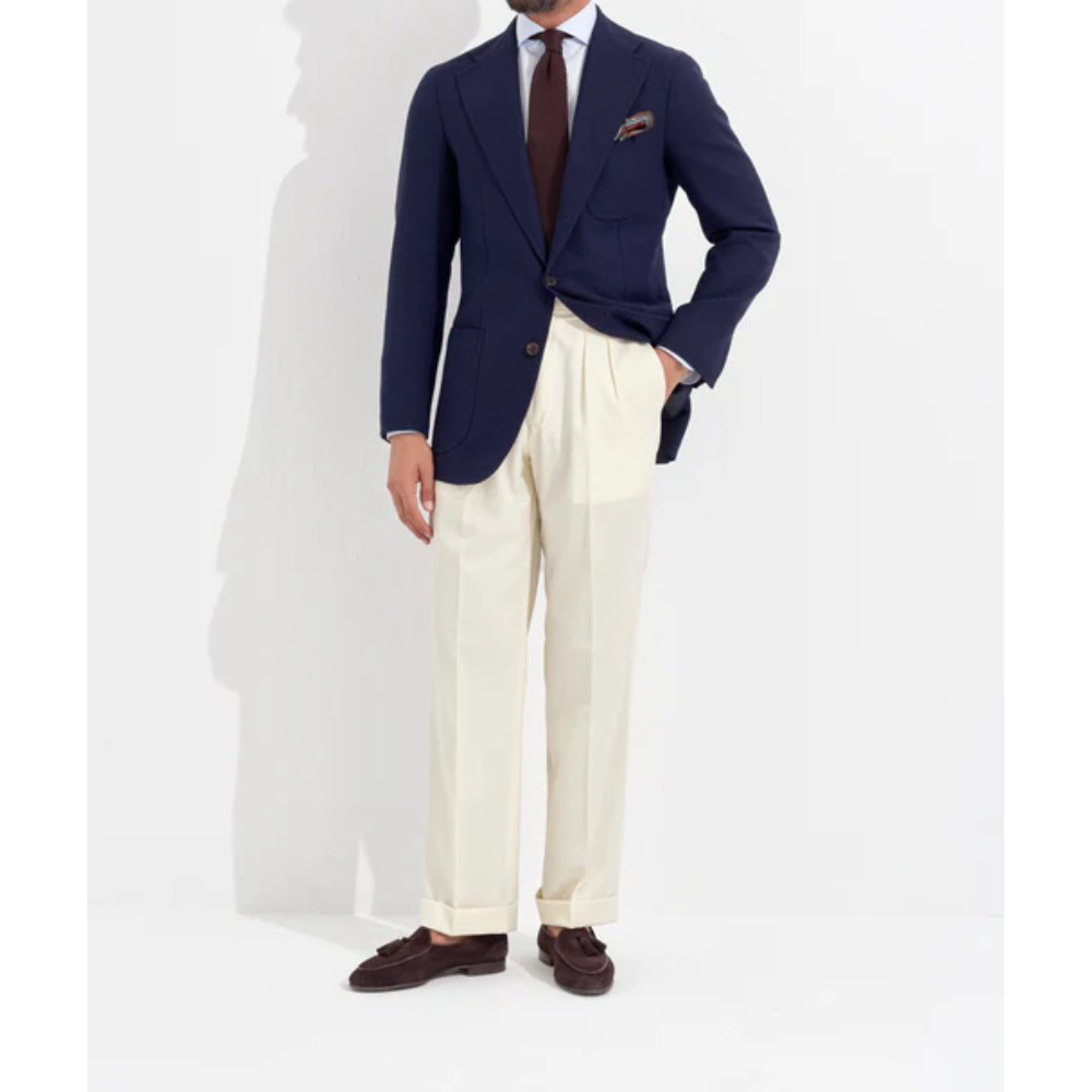 Orazio Luciano X Enis Inci - Koyu Lacivert Smith Wolens Saf Yün Hopsack Ceket