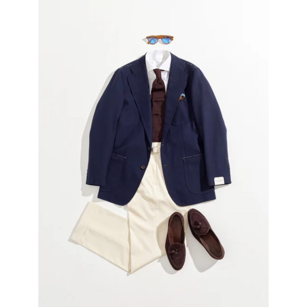 Orazio Luciano X Enis Inci - Koyu Lacivert Smith Wolens Saf Yün Hopsack Ceket